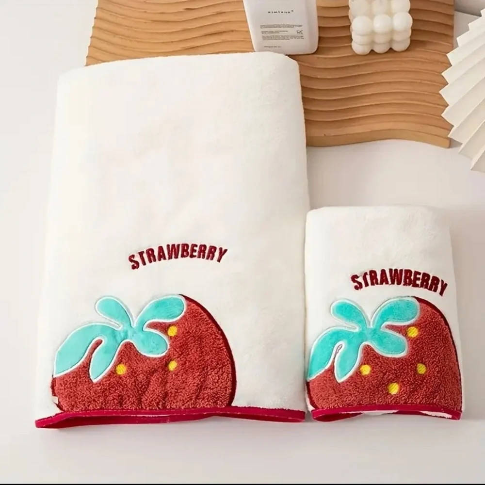 Strawberry Bath Towel Set 4 Pieces